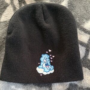 Care Bears Black Beanie with Blue Bear and hearts